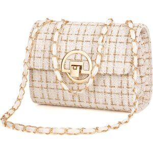 Women's Small Evening Leather Clutch Trendy Designe White Crossbody Bag